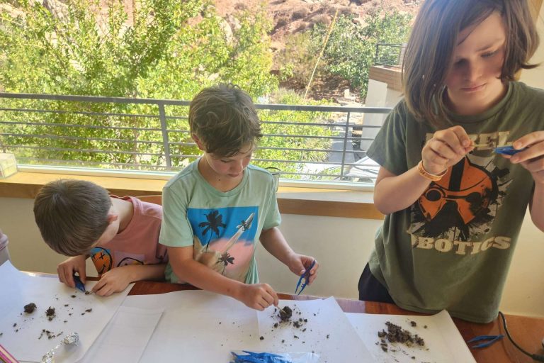 Children doing arts and crafts.