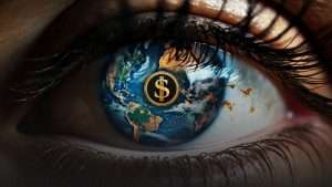 An eye with an image of the world inside it.