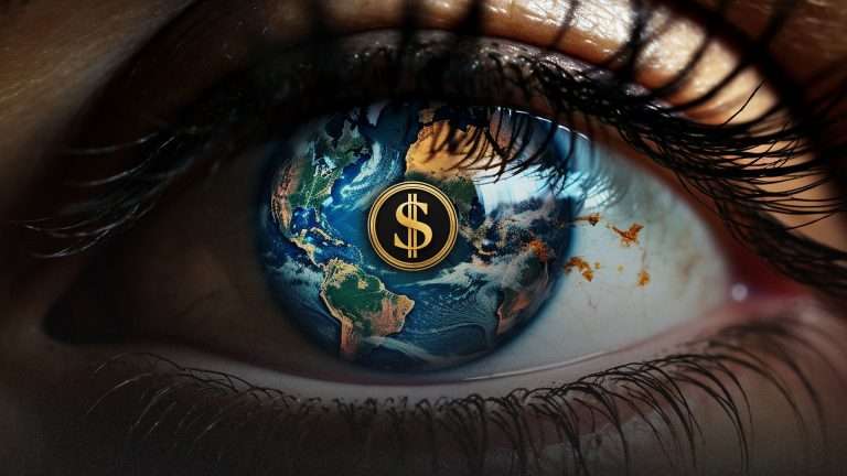 An eye with an image of the world inside it.